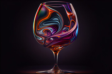 Aufkleber - A swirling mix of colors in the shape of a wine glass, with shades of deep reds and Generative AI technology.
