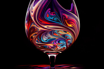 Aufkleber - A swirling mix of colors in the shape of a wine glass, with shades of deep reds and Generative AI technology.