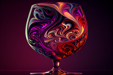 Aufkleber - A swirling mix of colors in the shape of a wine glass, with shades of deep reds and Generative AI technology.