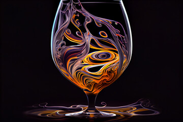 Aufkleber - A swirling mix of colour in the shape of a wine glass, with shades of deep reds and purples blending together to create a pattern. Generative AI technology.