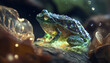 beautiful crystal frog in the frost . Created using artificial intelligence.
