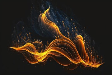 Aufkleber - Abstract fire lines with sparks, bright glow lines highlighted on a black background.Generative AI