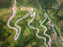 Ma Pi Leng Pass. This Is The Most Dangerous Pass In Vietnam With Winding Road Through The Mountains