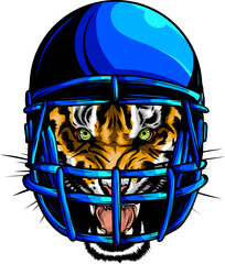 Sticker - Cool tiger wearing rugby helmet Extreme sport game