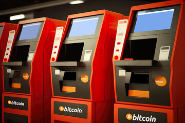 Bitcoin cryptocurrency ATM machine. Bitcoin ATM for decentralized exchange technology.