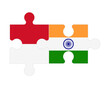 Puzzle of flags of Monaco and India, vector