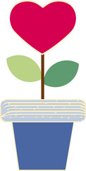 Wall Mural - Heart shaped flower with two leaves, planted in a pot