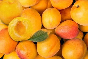 Fresh ripe tasty sweet orange apricots fruits