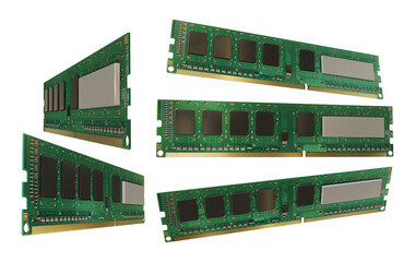 3d rendering ram random access memory computer hardware equipment perspective view