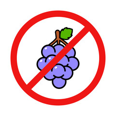 No Grapes Sign on White Background