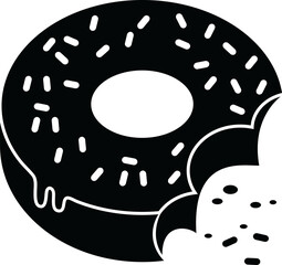 bitten frosted donut graphic icon