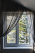 © evannovostro - White window with open tulle, interior background