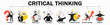 © master1305 - Set of icons of critical thinking process. Problem, thinking, reasoning, analysing, evaluating, problem solving, decision making, solution. Concept of business, self-development and growth. Banner
