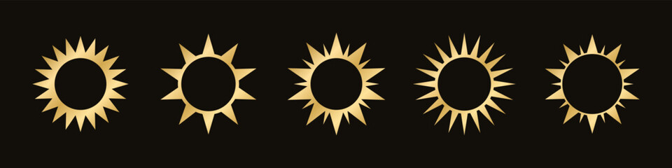 Wall Mural - golden boho celestial sun icon logo set. simple modern abstract design for templates, prints, web, s