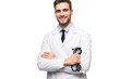 © opolja - Smiling medical worker in white coat isolated on transparent