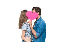 Couple Smiling At Camera Holding A Heart On Transparent Background
