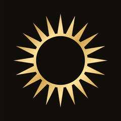 Wall Mural - golden celestial sun icon logo frame. simple modern abstract design for templates, prints, web, soci