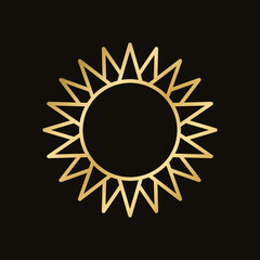 Wall Mural - golden celestial sun icon logo frame. simple modern abstract design for templates, prints, web, soci