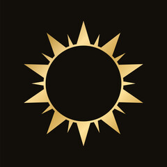 Wall Mural - golden celestial sun icon logo frame. simple modern abstract design for templates, prints, web, soci