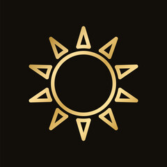 Wall Mural - golden celestial sun icon logo frame. simple modern abstract design for templates, prints, web, soci