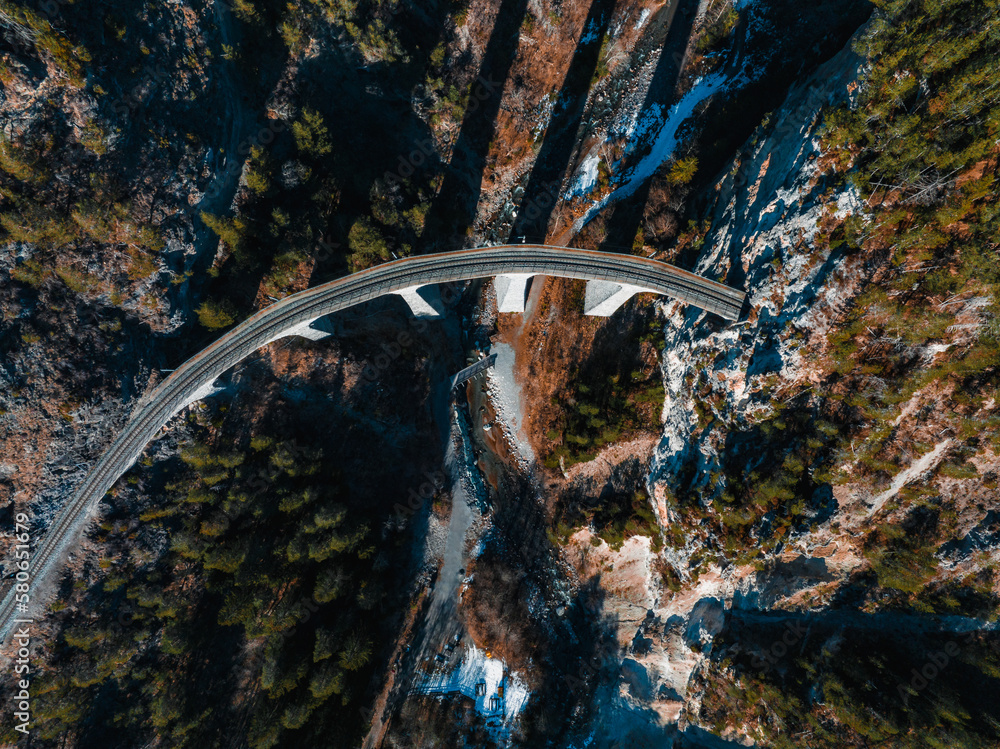 Filisur Aerial view famous mountain in Filisur, Switzerland. Landwasser Viaduct ...