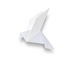 Wall Mural - paper dove origami isolated on a white background