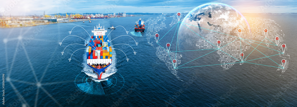 Technology Cargo Container Ship Futuristic Global Logistics ...
