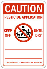 Wall Mural - Pesticide application warning sign and labels keep off until dry. Customer please remove after 24 hours