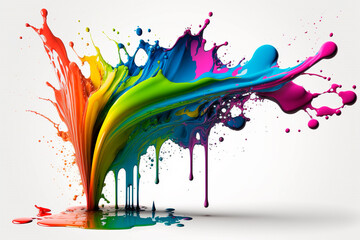 Wall Mural - Exploding liquid paint in rainbow colors with splashes