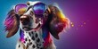 © Vainsent_Black - Sunglasses-Wearing Pup Brings the Fun with a Lively and Colorful Background, image generated with artificial intelligence