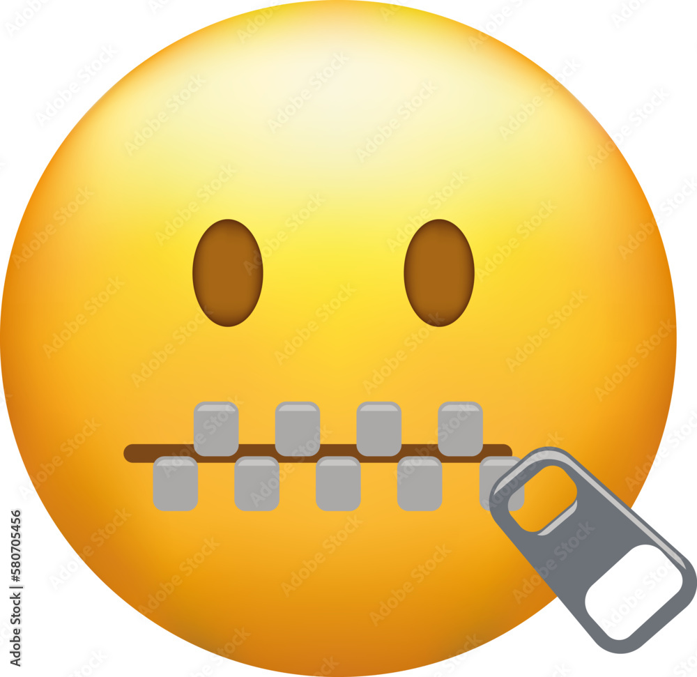 Zip mouth emoji. Silent emoticon with closed metal zipper Zip mouth emoji. Silent emoticon with closed metal zipper