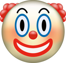 Circus Clown Emoji. Emoticon With Red Nose, Funny Face