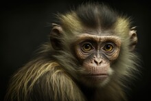 Portrait Of A Monkey From The Jungles Of South America. Sad Animal That Has Been Hurt By Logging And Climate Change. Generative AI