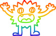 rainbow gradient line drawing cartoon funny furry monster