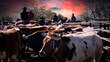 Sunset on the Arizona roping steers