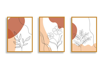 Canvas Print - set of 3 modern boho natural  wall art print collection