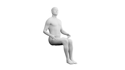 beautiful young man posing, isolated on white background. 3d illustration (rendering). artificial in