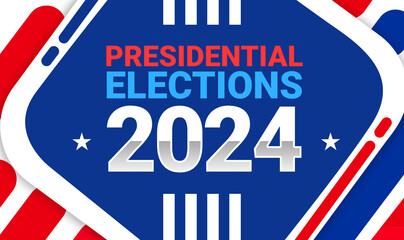 Presidential Elections 2024 Banner with American colors design and typography. US elections concept background