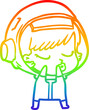rainbow gradient line drawing shy cartoon pretty astronaut girl
