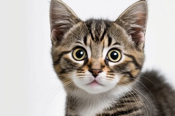 Sticker - A picture of a small cat looking at the camera. Against a white background. Generative AI