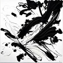 Paint Strokes. Contempoary Abstract Art, Black, White - Generative Ai
