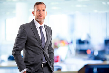 Poster - Senior businessman wearing suit and tie while standing at the office