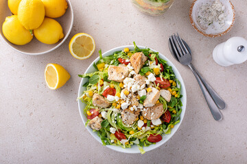 Canvas Print - Fresh vegetable salad with corn and chicken