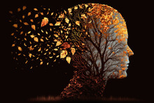 Herbst Im Kopf, Symbolbild Für Demenz - Generative AI