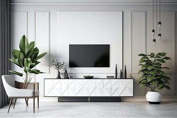 Wall Mural - white wall background Modern living room decor