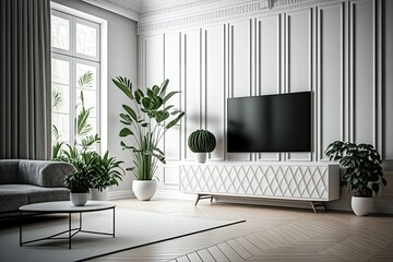 Wall Mural - white wall background Modern living room decor