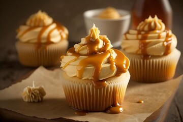 Wall Mural - Butterscotch Muffins with Caramel Icing