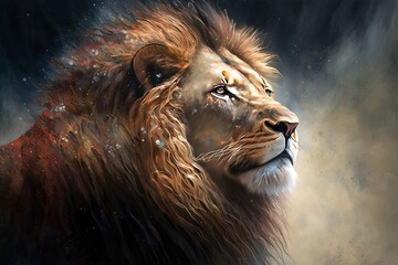 Wall Mural - reigning splendor: reverence for the majestic fantasy lion generative ai