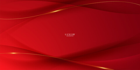 elegant red abstract background with golden line elements modern design vector illustration