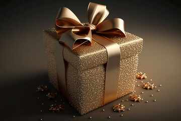 Wall Mural - Gift boxes. gift boxes with golden ribbon and bow. Birthday celebration concept. ai generative.
